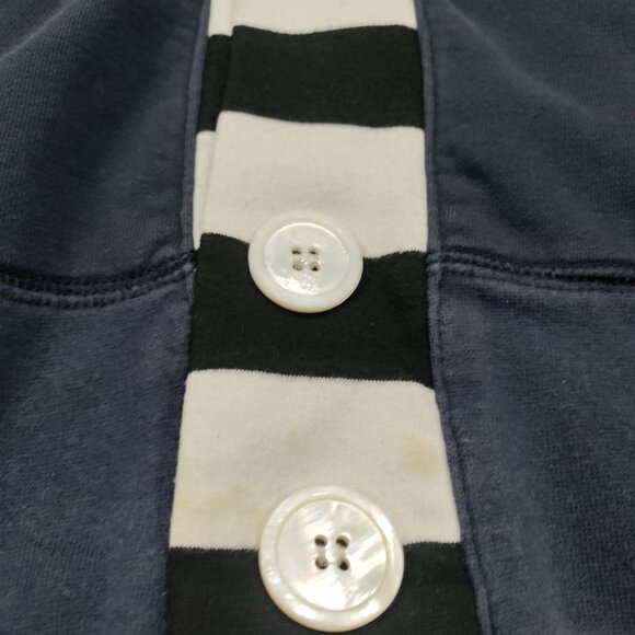 Sabit NYC Black And White Striped Trim Navy Blue Button Front Cardigan Men's XL - Picture 8 of 16